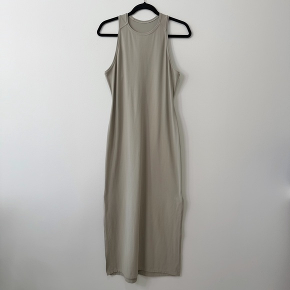 Lululemon Get Going Racerback Side Slit Midi Dress Taupe Grey Nulu Size M / 8 - Picture 3 of 13